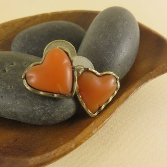 Jewelry - Orange Heart Earrings